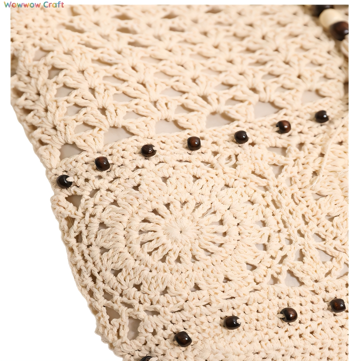 Shoulder Bags,Totes,Crochet Bags,Wooden Bead Tassel Crocheted Shoulder Bag - Handmade Crocheted Bag